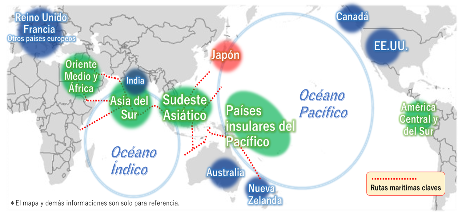 Visión del despliegue del 'Indo-Pacífico libre y abierto' desde el mapa