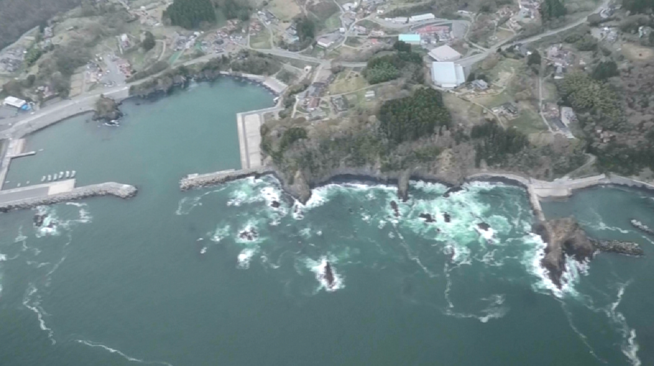 津波警報発令地域の様子　width=