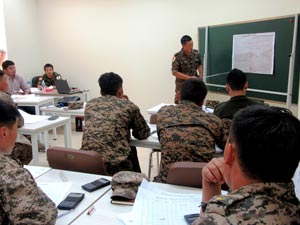The presentation and discussion about the blueprints drawn by the trainees