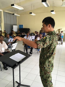 Ensemble practice directed by a JGSDF member