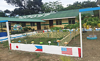 Garden beside a school building