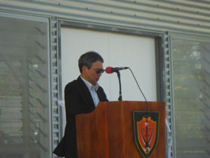 The Japan Ambassador to Timor-Leste delivers a speech at the closing ceremony