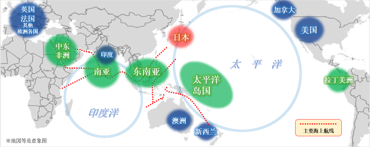 从地図上看“自由开放的印度-太平洋”愿景的推进