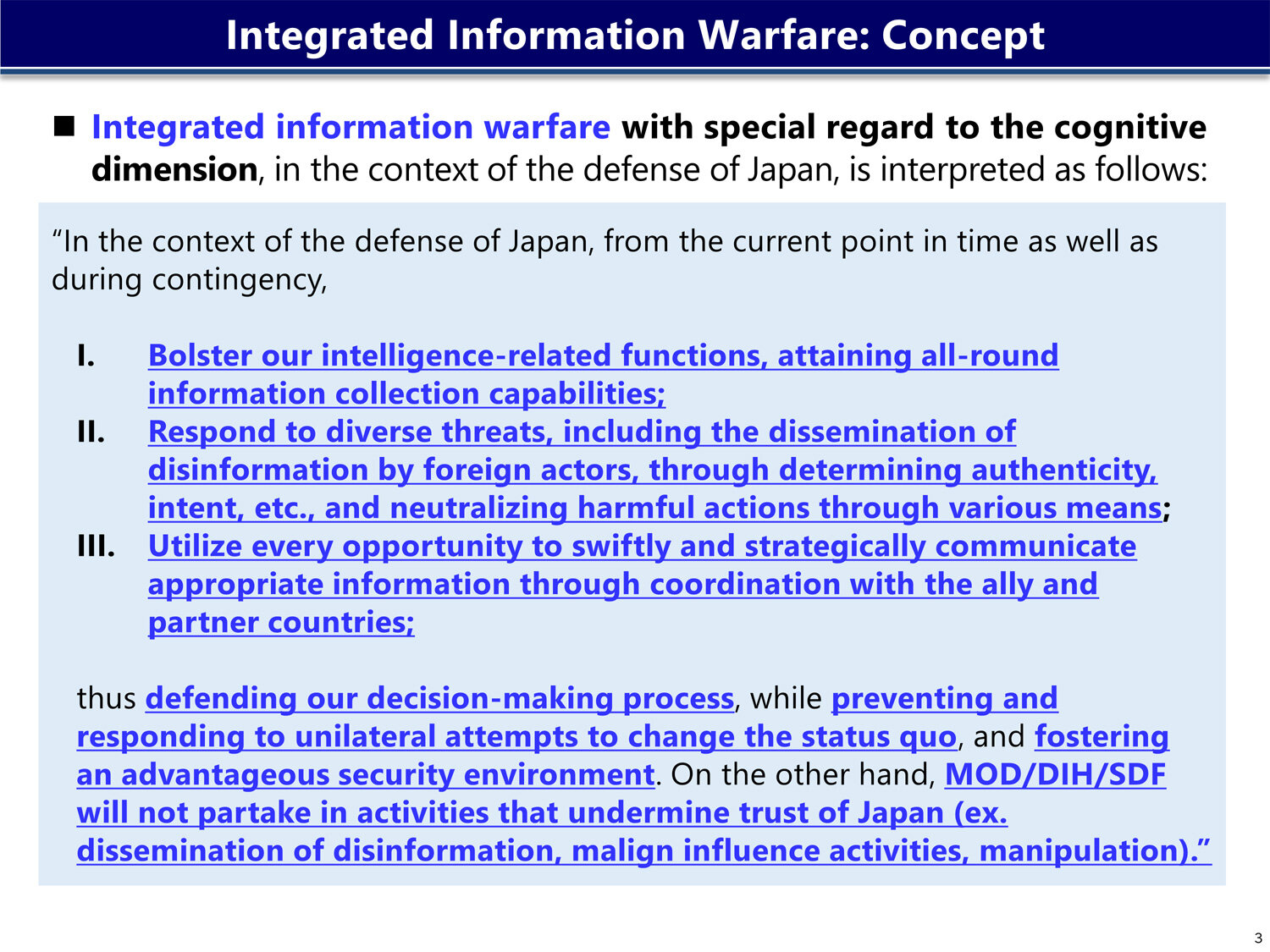 Integrated Information Warfare: Concept