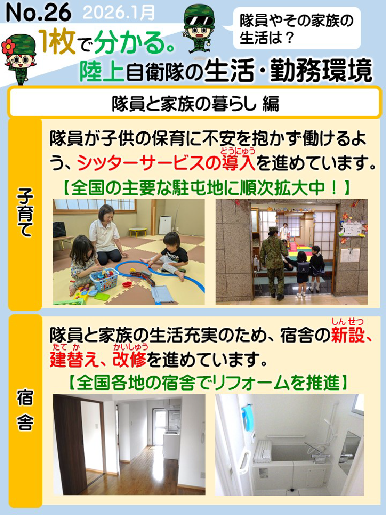 No.26 1枚でわかる。陸上自衛隊の生活・勤務環境の改善
