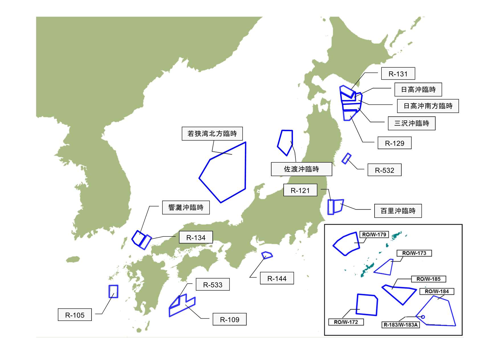 航空自衛隊射撃訓練等区域図