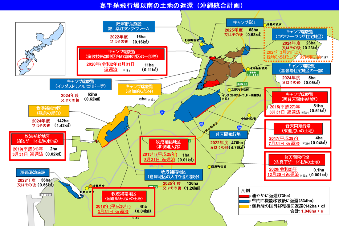 嘉手納飛行場以南の土地の返還（統合計画）