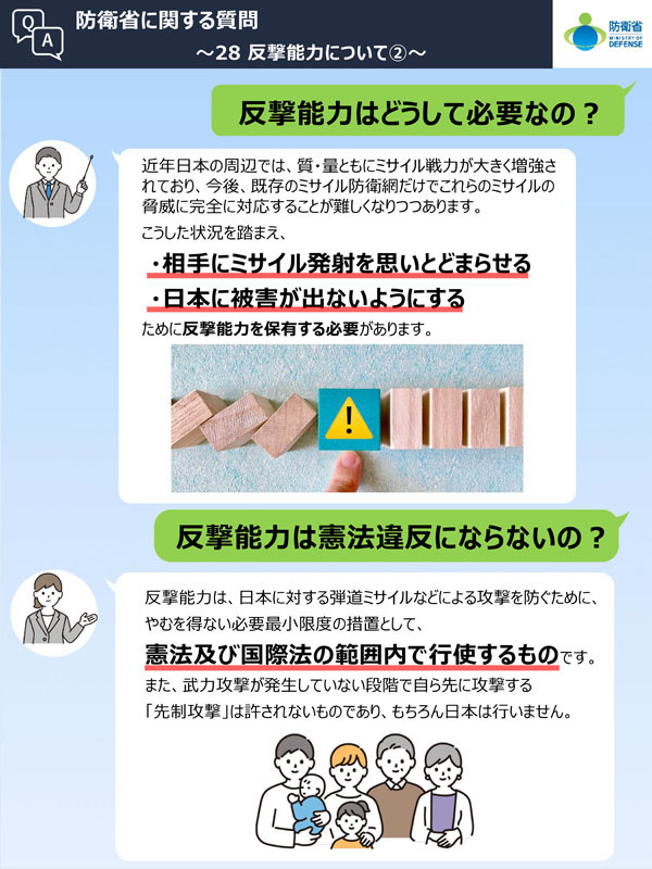 Q28　反撃能力はどうして必要なの？／反撃能力は憲法違反にならないの？