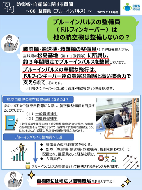 Q88　ブルーインパルスの整備員（ドルフィンキーパー）は他の航空機は整備しないの？
