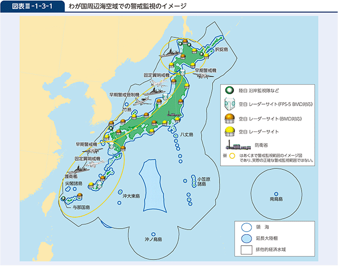 図表III-1-3-1　わが国周辺海空域での警戒監視のイメージ