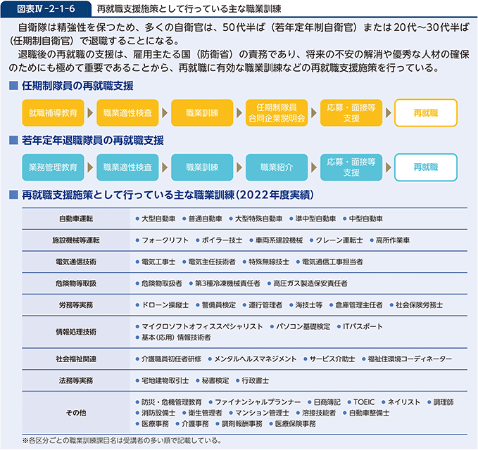 図表IV-2-1-6　再就職支援施策として行っている主な職業訓練