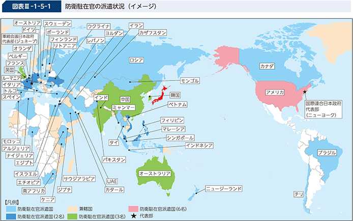 図表III-1-5-1 防衛駐在官の派遣状況(イメージ)