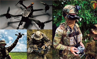 一人称視点タイプのUAV(FPVドローン)とそれを操作する様子【ウクライナ軍】