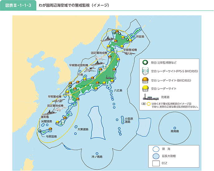 図表III-1-1-3 わが国周辺海空域での警戒監視(イメージ)