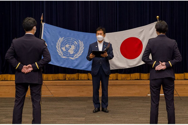 南スーダン国際平和協力隊員の交替に伴う帰国式への出席