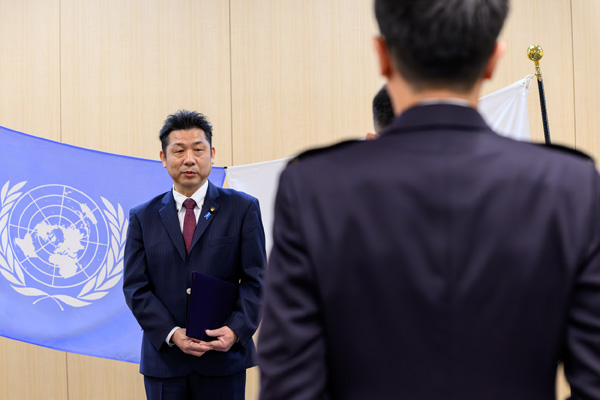 南スーダン国際平和協力隊員（司令部要員）帰国・出国式への出席