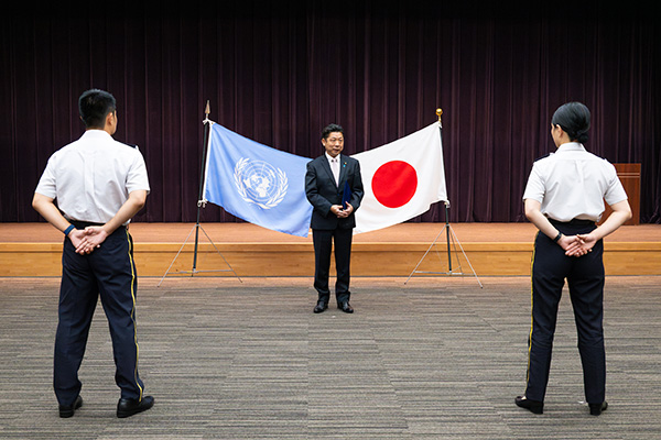 南スーダン国際平和協力隊員（司令部要員）出国式への出席