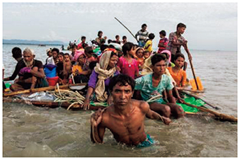 ミャンマーからバングラデシュへの避難民（©UNHCR/Andrew McConnell）
