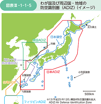 図表III-1-1-5　わが国及び周辺国・地域の防空識別圏（ADIZ）（イメージ）