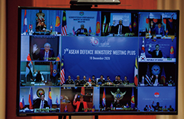 第7回拡大ASEAN国防相会議(オンライン)に参加する岸防衛大臣(2020年12月)