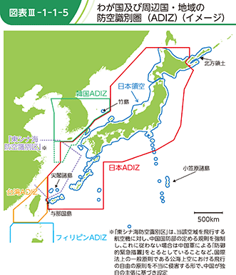 図表III-1-1-5　わが国及び周辺国・地域の防空識別圏（ADIZ）（イメージ）