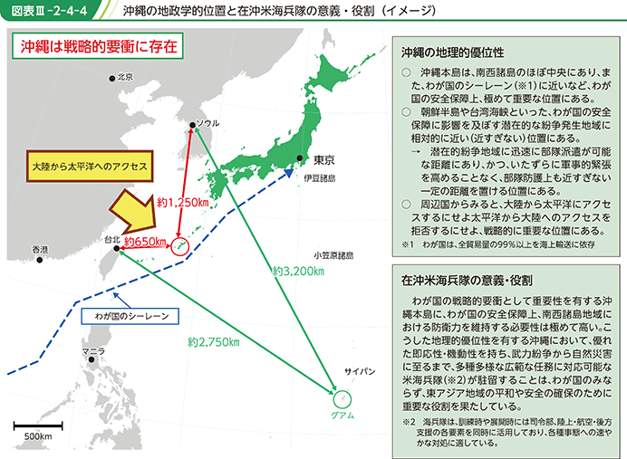図表III-2-4-4 沖縄の地政学的位置と在沖米海兵隊の意義・役割(イメージ)
