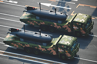 中国建国70周年祝賀軍事パレードで展示された無人潜水艇(2019年10月)【Avalon/時事通信フォト】