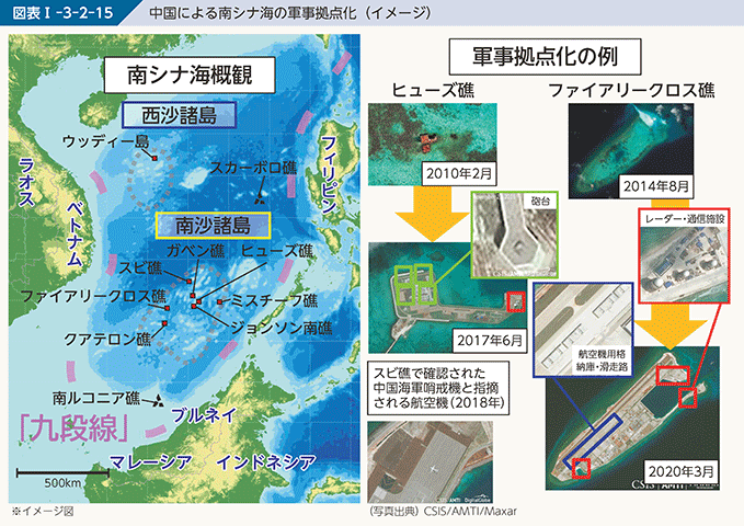 図表I-3-2-15 中国による南シナ海の軍事拠点化(イメージ)