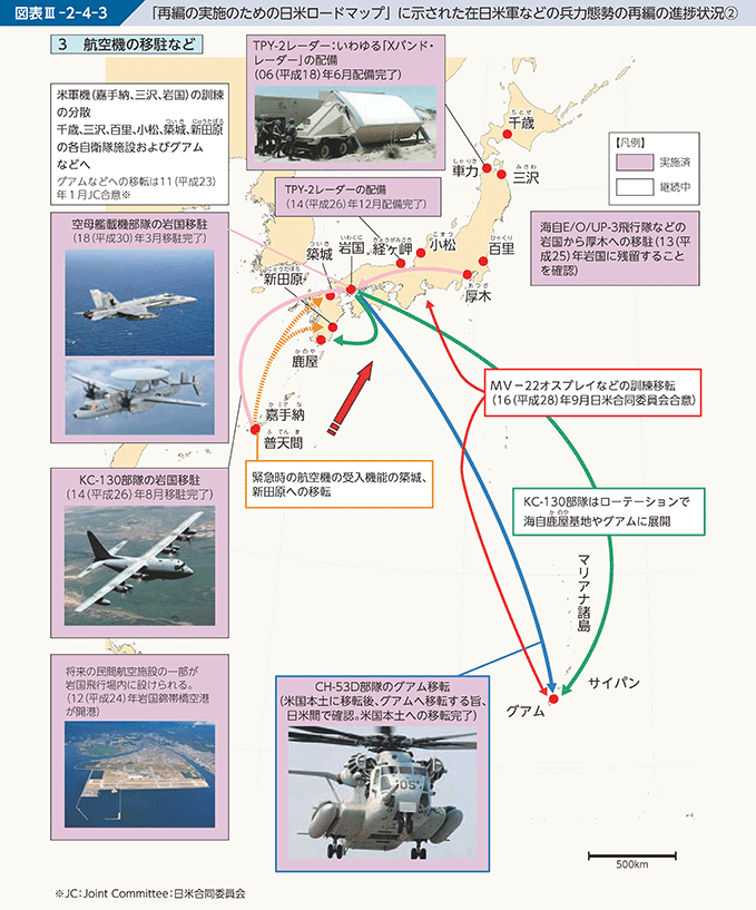 図表III-2-4-3　「再編の実施のための日米ロードマップ」に示された在日米軍などの兵力態勢の再編の進捗状況②