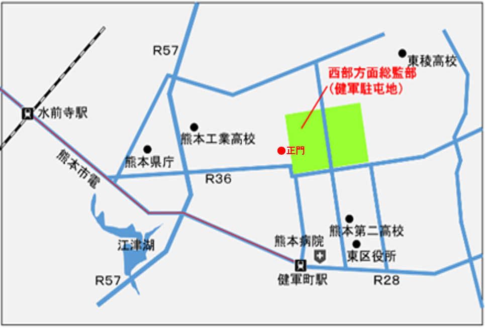 陸上自衛隊西部方面総監部マップ画像