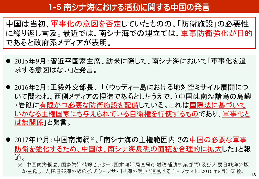 南シナ海情勢（中国による地形埋立・関係国の動向）資料23