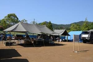 第２６普通科連隊による給食支援活動：宮城県女川町女川総合運動公園