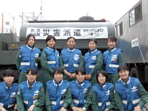 災害復旧支援隊として全国から集まった女性自衛官：松島基地にて