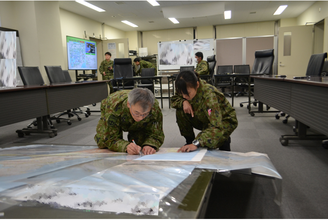 中部方面後方支援隊の緊急登庁後の情報収集（桂駐屯地）