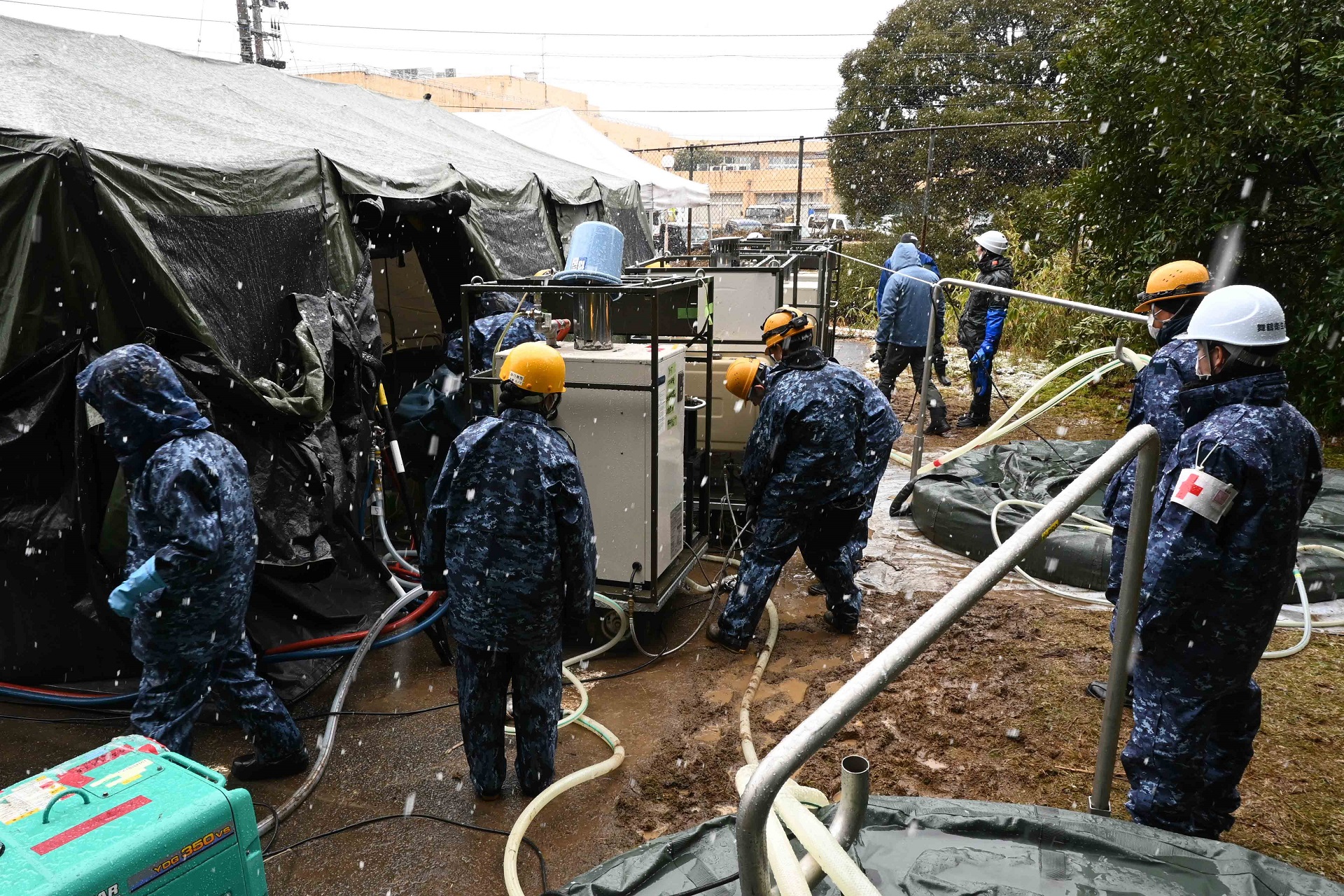 入浴支援準備中