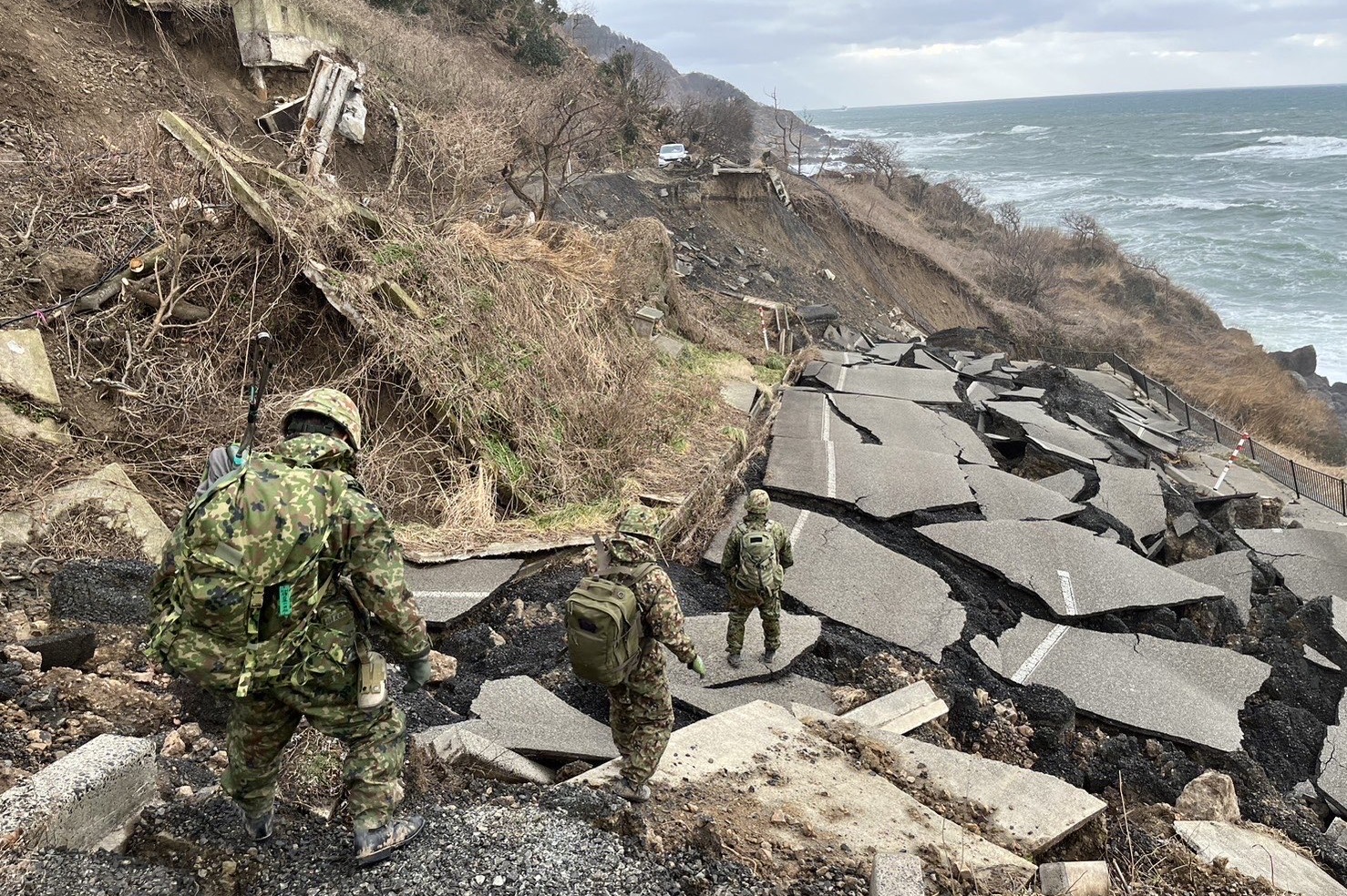 輪島市下山町における2次避難のための経路偵察