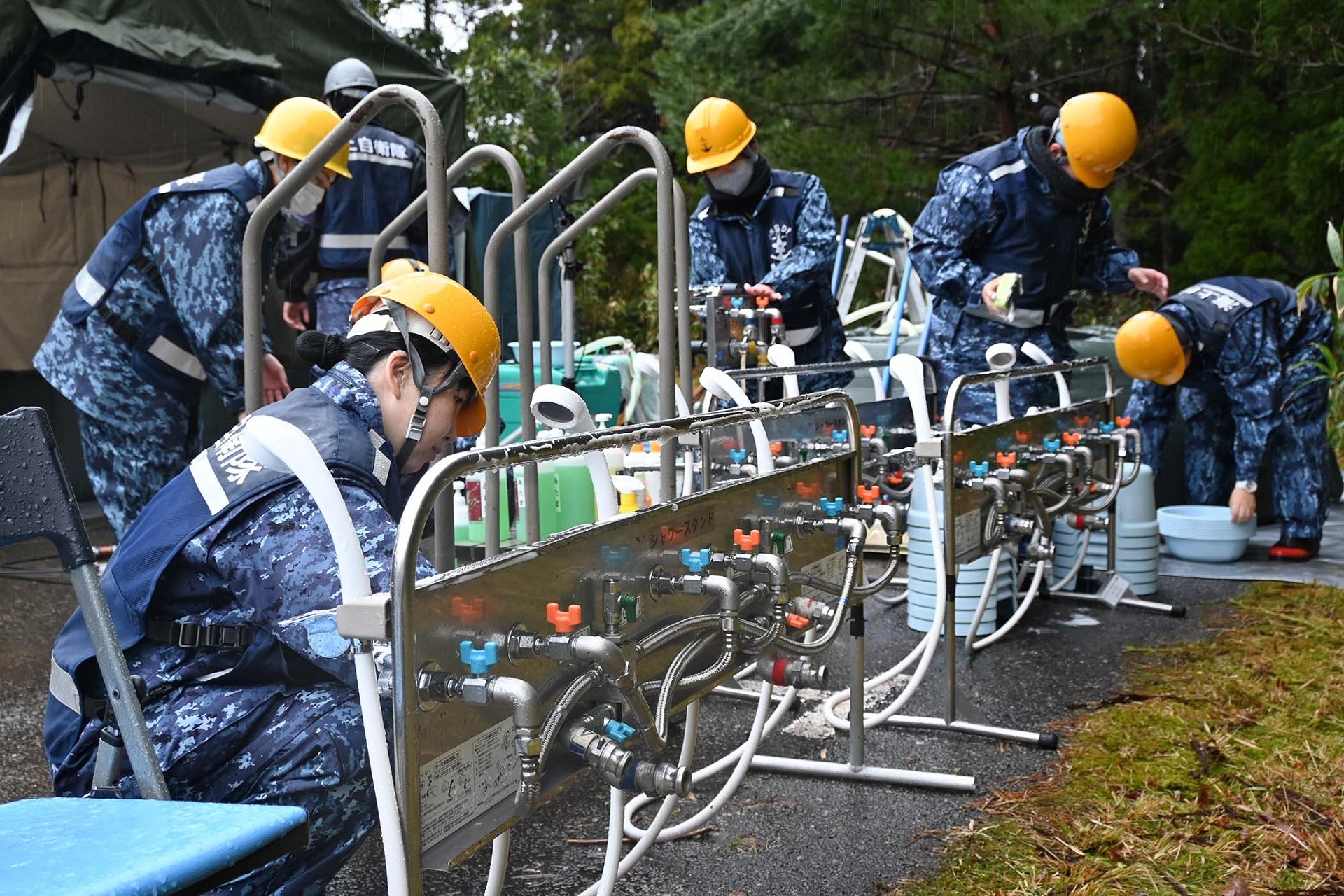 舞鶴地方隊による入浴支援（七尾市）