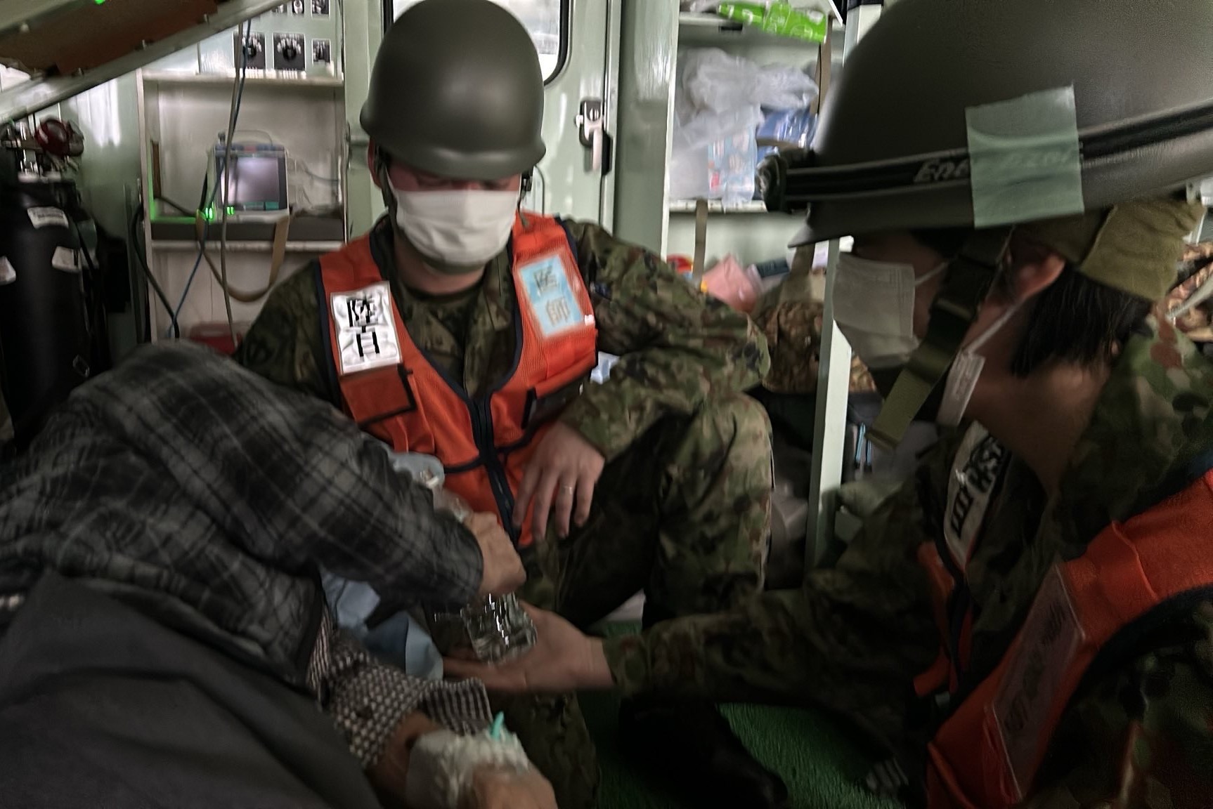 輪島市における患者搬送（中部方面衛生隊）