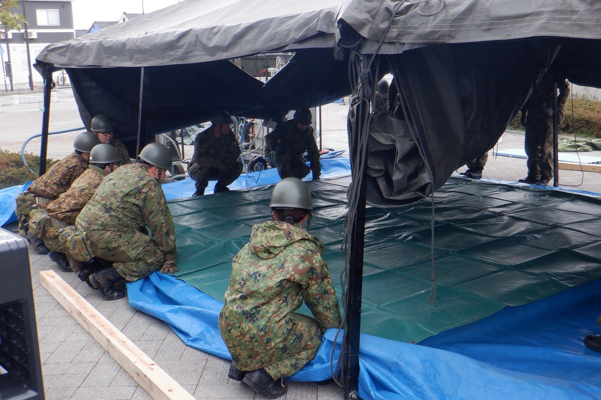 輪島市マリンタウンにおける入浴支援展開準備（第14後方支援連隊）