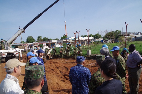 施設作業現場視察（南スーダン派遣施設隊）