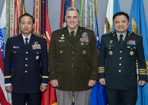 GEN Milley, Chairman of Joint Chiefs of Staff GEN YAMAZAKI, Chief of Joint Staff GEN Park, Chairman of Joint Chiefs of Staff

