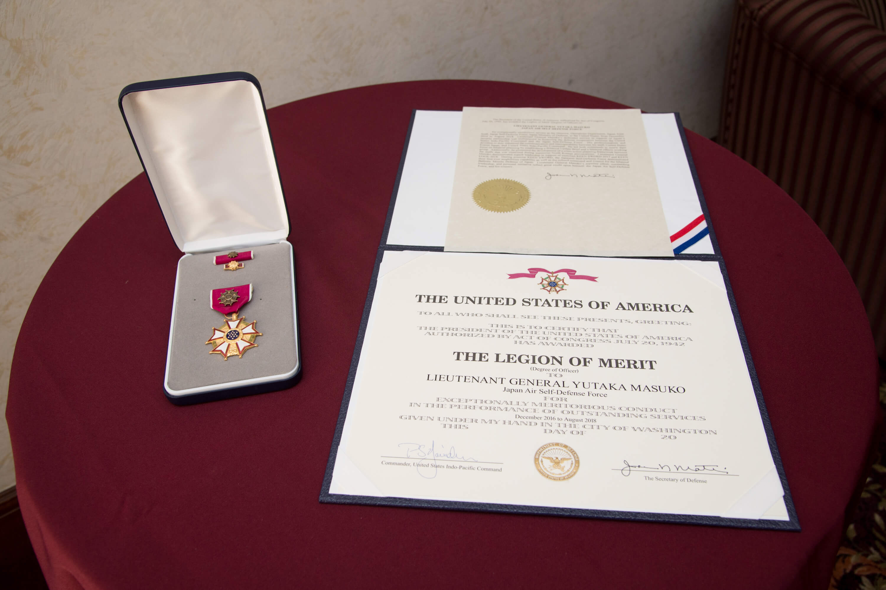 Legion of Merit medal and certificate