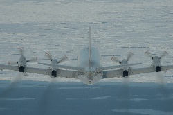 航空機の前に広がる海氷