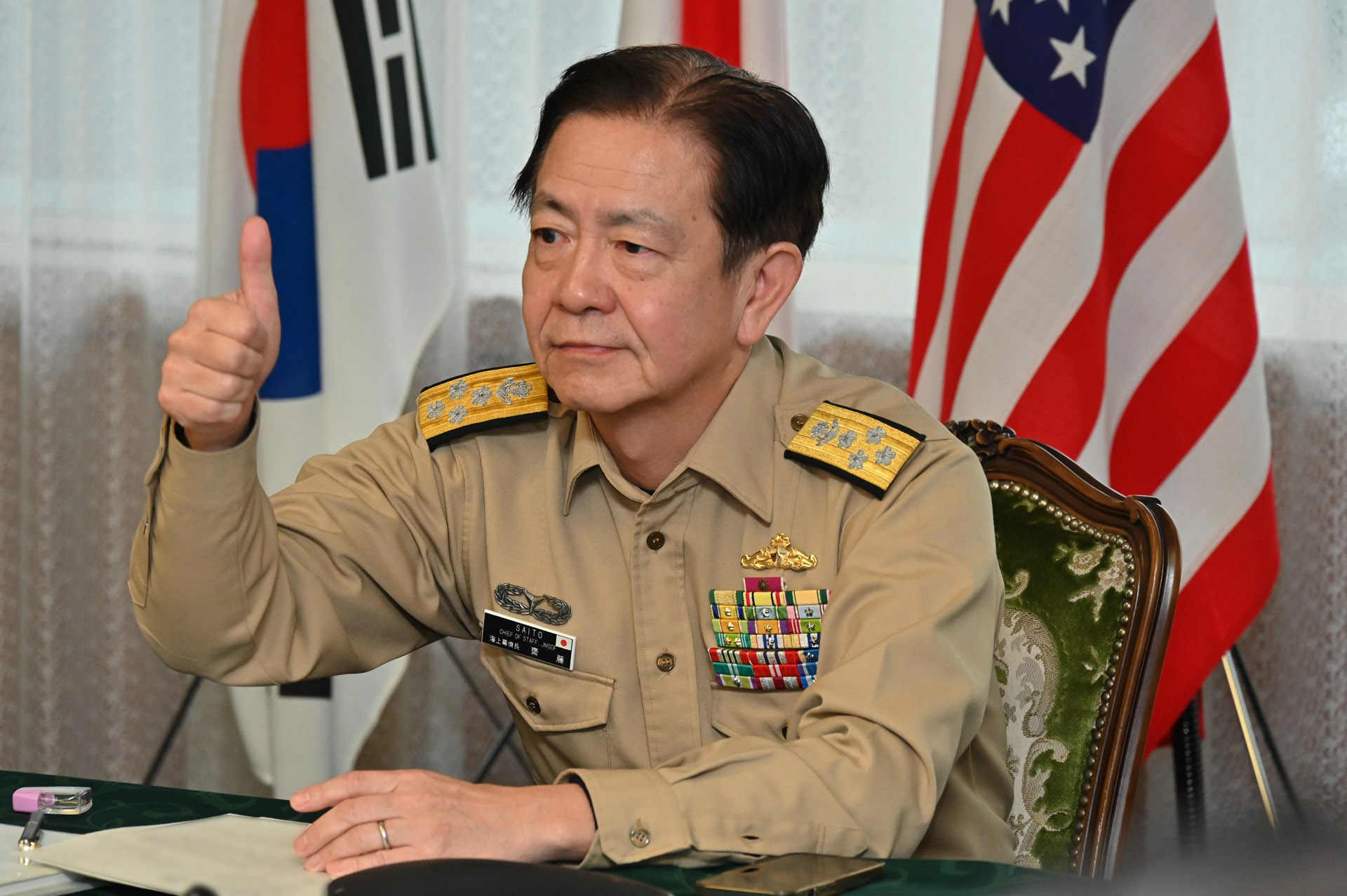 齋藤海上幕僚長、米海軍太平洋艦隊司令官ケイラー大将及び韓国海軍参謀