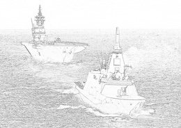 護衛艦「のしろ」と護衛艦「いずも」