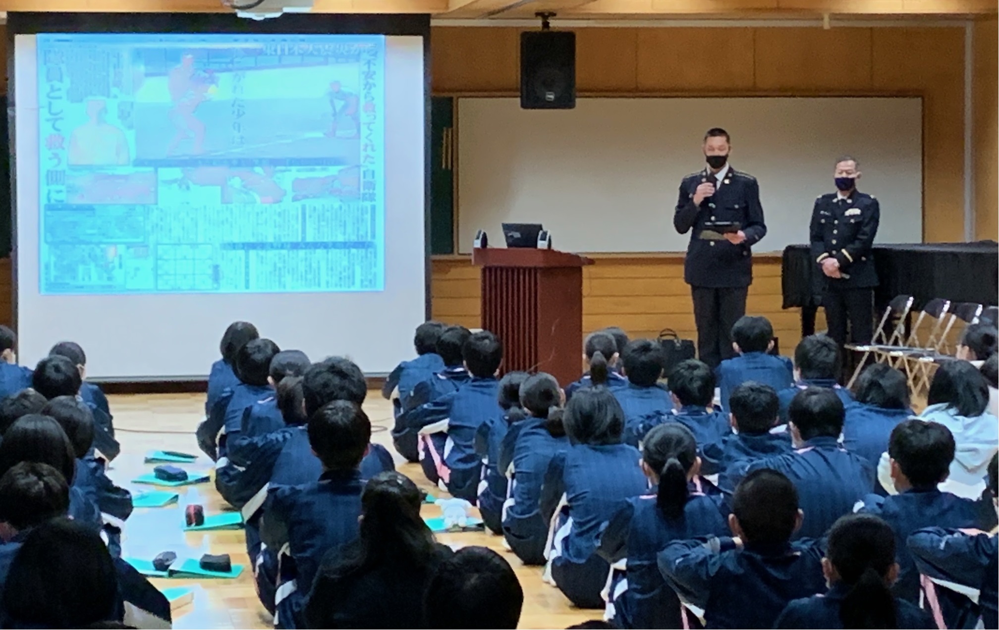 救助と被災、両方の経験を伝える 中学校で防災講話