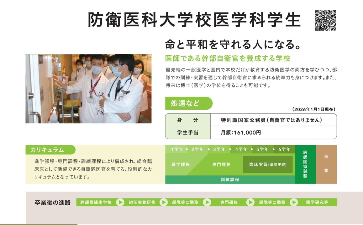 防衛医科大学校医学科学生とは：自衛隊大阪地方協力本部