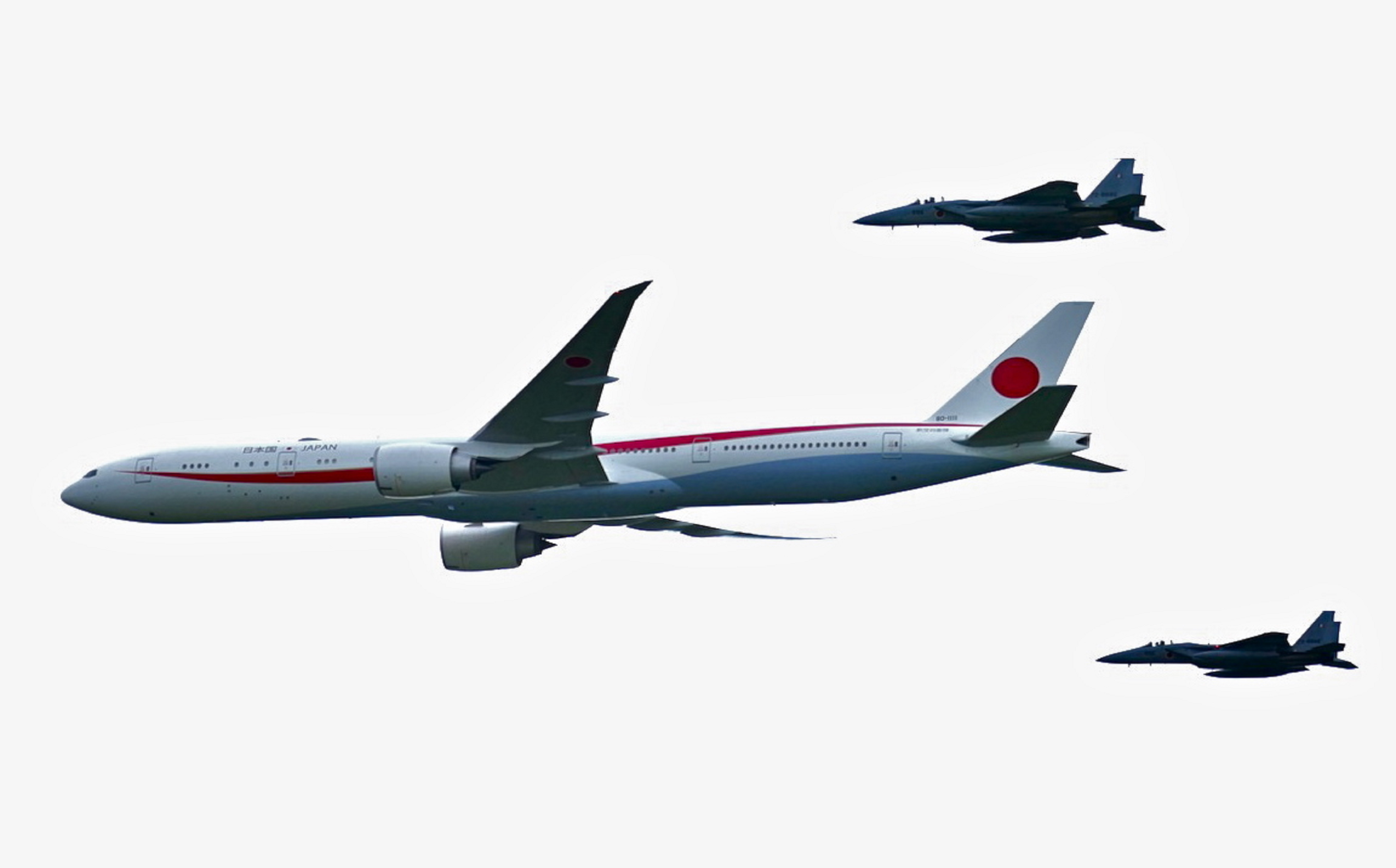 千歳基地航空祭における異機種飛行（政府専用機ボーイング777-300ERとF-15J/DJ戦闘機）
