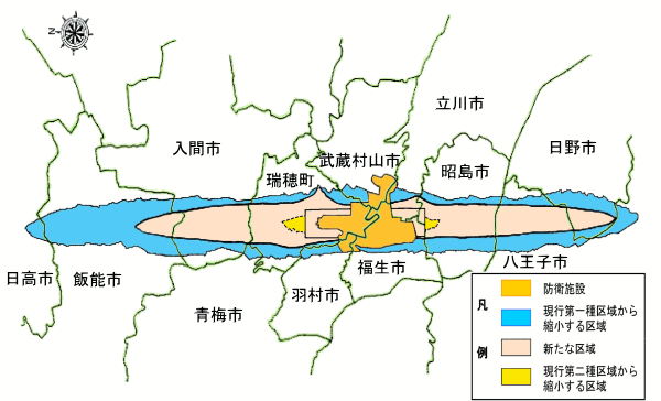 東京、埼玉周辺の現行第一種区域と告示素案